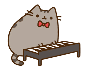 Cartoon Cat playing piano